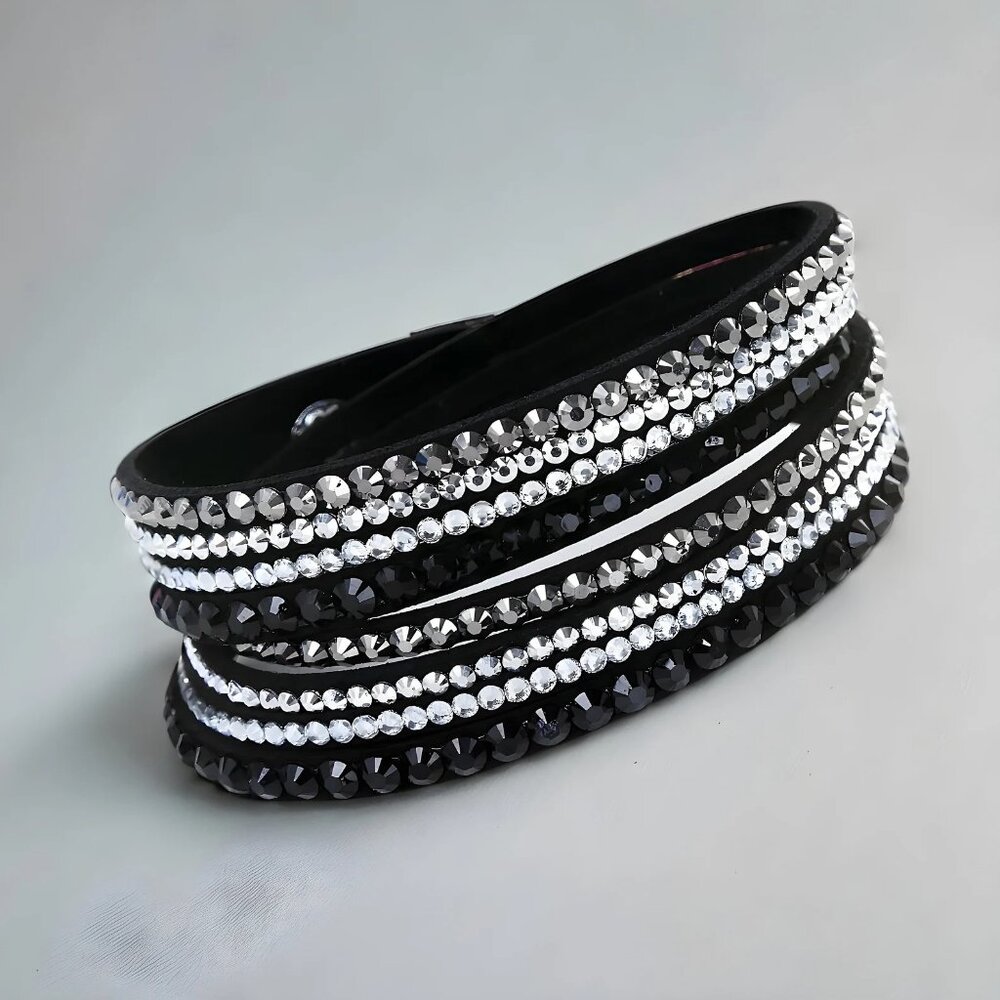 Swarovski Dark Black Double Wrap Slake Bracelet